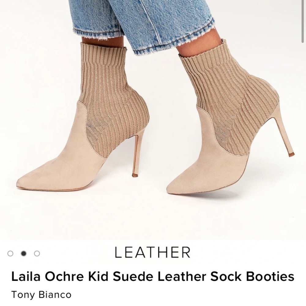 Tony Bianco Taupe Suede Leather Sock Booties -SZ 7